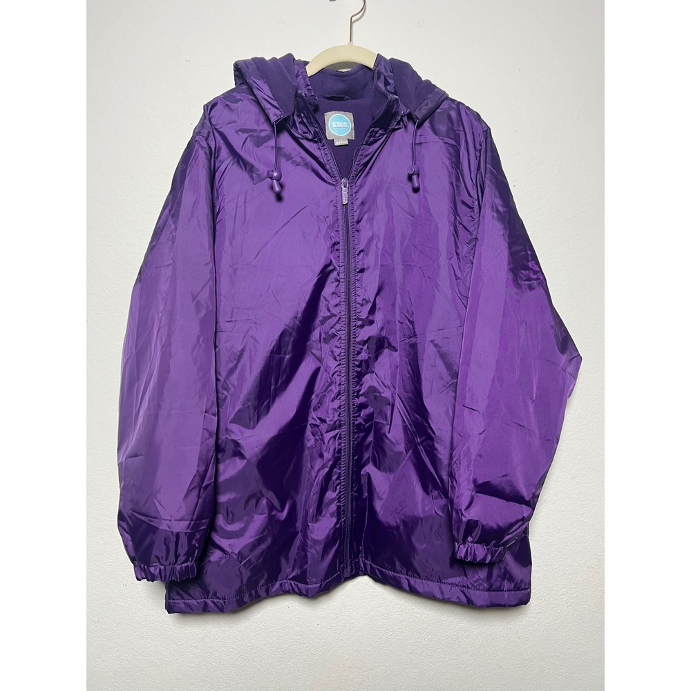 Totes Rain Jacket 2XL Purple Womens Gorpcore Fleece Lined Hooded Windbreaker
